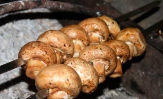 Шампиньоны на шампурах